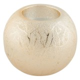 Suport lumanare pastila, ceramica, bej, 8.5x7.5 cm