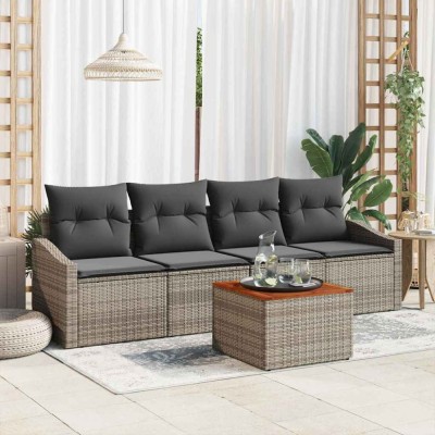 vidaXL Set Canapea Grădină 5 pcs Gri 55 x 55 x 37 cm Năut, Lemn foto