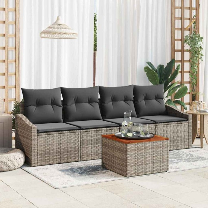 vidaXL Set Canapea Grădină 5 pcs Gri 55 x 55 x 37 cm Năut, Lemn
