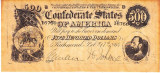 M1 R - Bancnota America - Richmond - 500 dolari - 1864