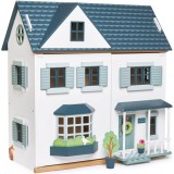 Casa de papusi, din lemn premium Dovetail House - cu 6 camere si cu pardoseala decorativa (fara alte componente sau accesorii) - Tender Leaf Toys