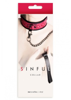 Zgarda cu lesa - SINFUL COLLAR PINK foto