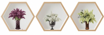 Sticker Liliac 3D - Nise Hexagon Lemn foto