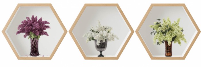 Sticker Liliac 3D - Nise Hexagon Lemn