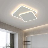 Lustra LED cu telecomanda FUTURA LUMINA 98W, 2 Patrate, lumina Rece/Calda/Neutra, Dimabila, Alb