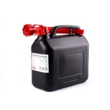 Canistra din plastic neagra 5L AMiO pentru benzina, motorina, uleiuri si diluanti pe baza de benzina, cu palnie si capac, 28x26x12 cm
