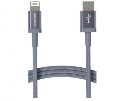 Cablu de incarcare USB-C la Lightning Amazon Basics, cablu impletit din nailon, 1.8 m - RESIGILAT foto