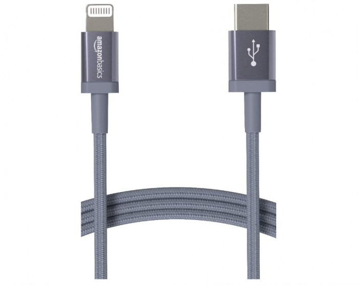 Cablu de incarcare USB-C la Lightning Amazon Basics, cablu impletit din nailon, 1.8 m - RESIGILAT