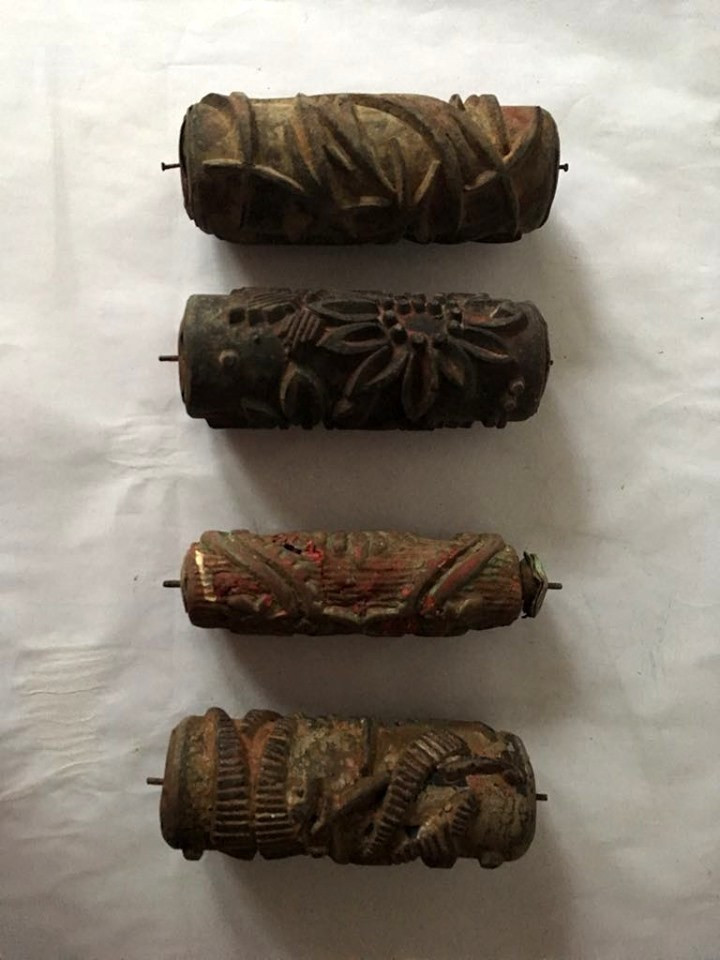 Lot 4 bucati rol de zugravit cu model, vechi, vintage ,15 cm lungime |  arhiva Okazii.ro