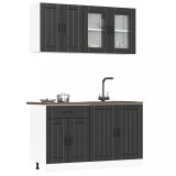 VidaXL Set dulap de bucătărie 4 piese &bdquo;Kalmar&rdquo; lemn negru prelucrat