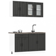 vidaXL Set dulap de bucătărie 4 piese &bdquo;Lucca&rdquo; lemn negru prelucrat