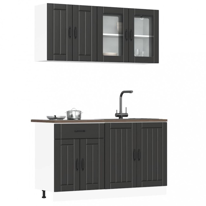 vidaXL Set dulap de bucătărie 4 piese &bdquo;Kalmar&rdquo; lemn negru prelucrat