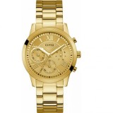 Ceas Dama Guess Solar W1070L2 Cronograf Auriu, Bratara Metalica, 40mm, Rezistent Apa 5ATM