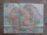Harta Rom&acirc;niei pe județe, 1930, scară de 1: 2 250 000. Dimensiuni: 28,5 x 37,5 cm