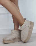 Cumpara ieftin Ghete dama bej cu pietricele RU-15. M4