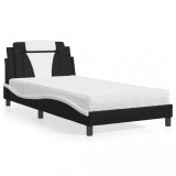 VidaXL Pat, Viana, cu saltea, negru și alb, 100x200 cm, piele ecologică 3208780