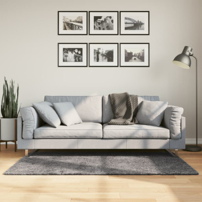 Covor HUARTE, fir scurt, moale și lavabil, antracit, 80x150 cm foto