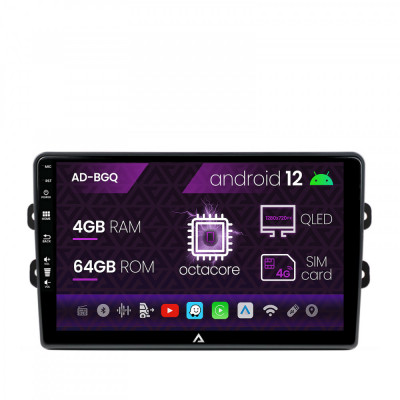Navigatie Dacia Renault, Android 12, Q-octacore 4GB RAM + 64GB ROM, 9 Inch AD-BGQ9004+AD-BGRKIT383 foto