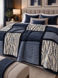 Cumpara ieftin Patura Cocolino Bleumarin Alb 200x230 cm , Moale, Calduroasa E i Antialergica