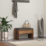 vidaXL Bancă pentru hol cu pernă Lemn vechi 60 x 38 x 46 cm 891550