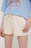 Roxy pantaloni scurti femei, culoarea bej, neted, medium waist, ERJFB03419