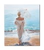 Tablou pictat manual, Plimbare relaxanta la malul marii, 60x50cm ulei pe panza, Mircea Iordache