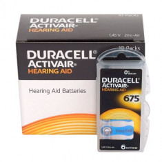 Baterii Duracell 675 PR44 DA675 Zinc-Aer 1,45V Pentru Aparate Auditive Set 60 Baterii foto