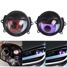 Set 2 Lupe Devil Eyes cu Display LED de 3 inch, Telecomanda, 6 Moduri de Iluminare, Ideale pentru Retrofit Faruri sau Proiectoare, Compatibile cu dive