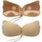 Sutien, autoadeziv, din silicon si textil, cupa A, cu siret de reglare, Push Up, bej