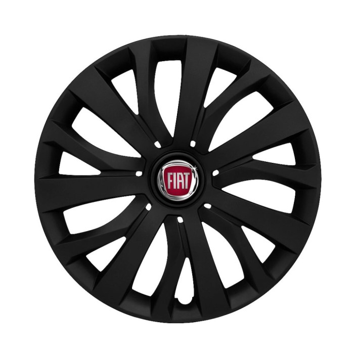 Set 4 capace roti 15 inchi (R15) compatibile FIAT, Model - 345 Black