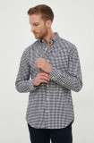 Gant camasa din bumbac barbati, culoarea negru, cu guler button-down, regular