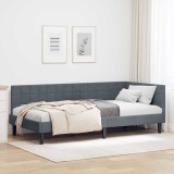 vidaXL Cadru de pat colțar cu headboard Gri &icirc;nchis 90 x 200 cm Catifea