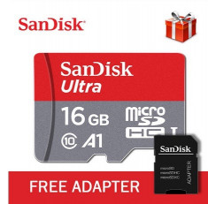 card micro sd sandisk 16gb clasa 10 cu adaptor foto