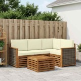 vidaXL Set de canapele de exterior 5 pcs Natural și Crem 3384316