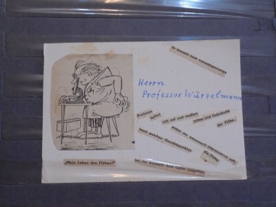 CARICATURA CU DEDICATII HAZLII ADRESATE PROFESORULUI WURZELMANN DE STUDENTI - foto