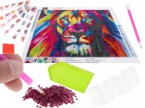 Cumpara ieftin Pictura Diamante 5D Leu 40x30 cm, Broderie Mozaic DIY, Joc Creativ, Art Hobby Adulti si Copii
