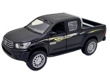 Mașinuță metalică Toyota Pickup 4x4 neagră cu lumini sunete uși deschizabile și mecanism cu resort