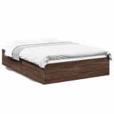 VidaXL Cadru de pat, stejar maro, 120x200 cm, lemn prelucrat
