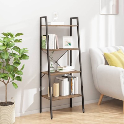 vidaXL Raft vertical cu 4 niveluri, maro &amp;icirc;nchis și negru, 56x35x140 cm 336365 foto
