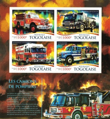 TOGO 2015 - Masini de pompieri / set complet - bloc + colita MNH (2 imagini) foto