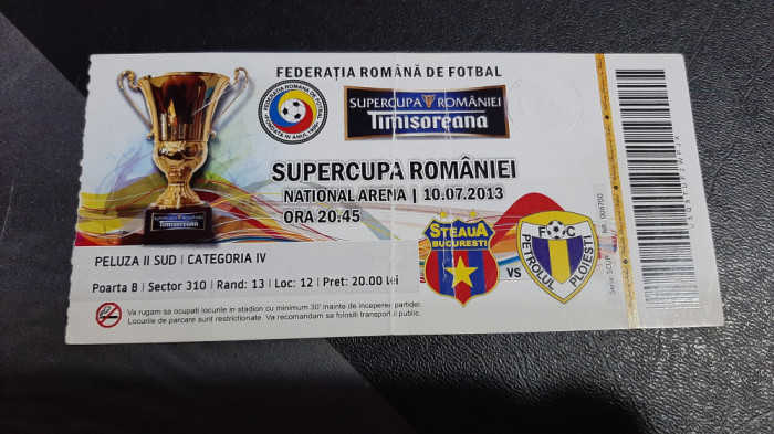 Bilet Steaua - Petrolul pl (supercupa rom.)