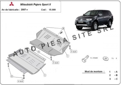 Scut metalic motor + radiator Mitsubishi Pajero Sport 2 II fabricat incepand cu 2007 APS-15,099 foto