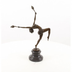 Dansatoare cu focul-statueta Art Deco din bronz pe un soclu din marmura BJ-54 foto