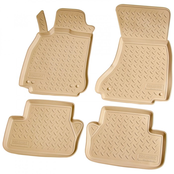 Set de 4 covorase bej cauciuc 3D stil tavita premium pentru Audi A4 B8, A4 B9