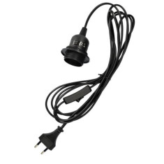Cablu adaptor 3.5m cu dulie E27 si intrerupator, Kwmobile, Negru, PVC, 45717.01.064