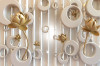 Fototapet de perete autoadeziv si lavabil Flori aurii, ornamente argintii, abstract, 350 x 250 cm