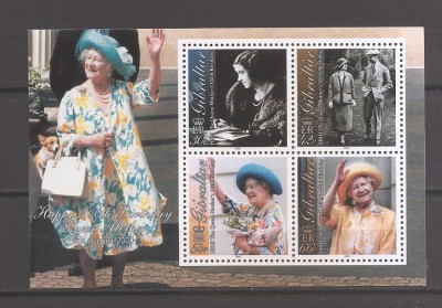 Gibraltar 2000 &amp;ndash; 100 de ani de la nașterea Reginei Mame, colita, MNH foto