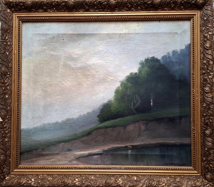 Iacovache CONSTANTINESCU (1824-1916)-Peisaj, pictură pe p&acirc;nză (1915)