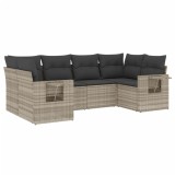 Set canapele de gradina cu perne, 6 piese gri deschis poliratan