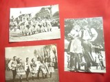 Set 3 Ilustrate -Folclor-Dansuri Slovace cca.1962 ,una circulata, Fotografie